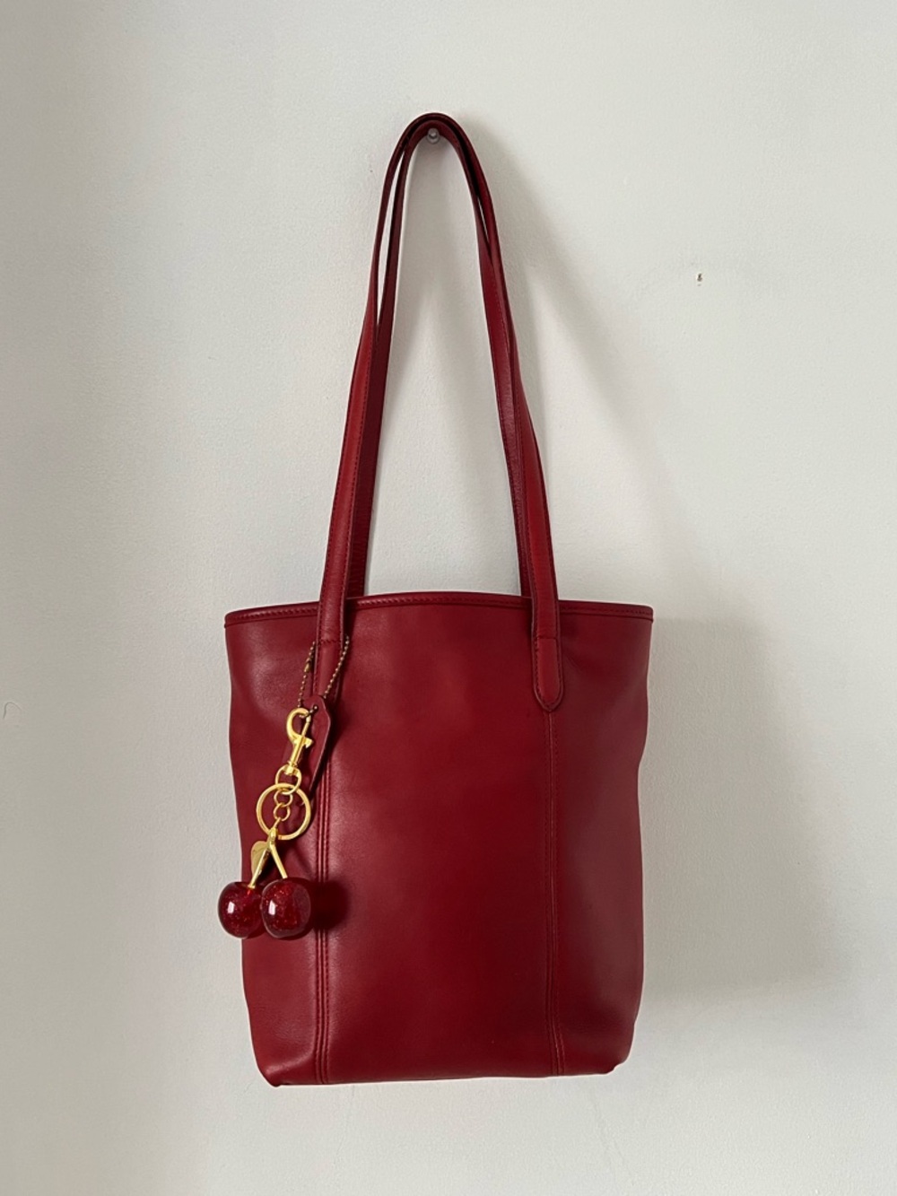 Coach Red Leather Tote Bag